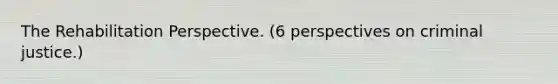 The Rehabilitation Perspective. (6 perspectives on criminal justice.)