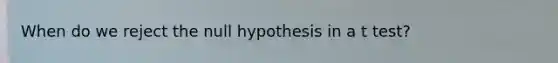 When do we reject the null hypothesis in a t test?