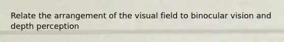 Relate the arrangement of the visual field to binocular vision and depth perception