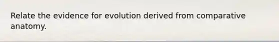 Relate the <a href='https://www.questionai.com/knowledge/kl4L0eHhUT-evidence-for-evolution' class='anchor-knowledge'>evidence for evolution</a> derived from comparative anatomy.