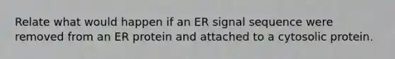 Relate what would happen if an ER signal sequence were removed from an ER protein and attached to a cytosolic protein.