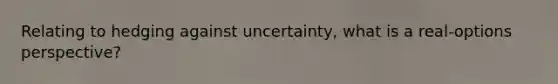 Relating to hedging against uncertainty, what is a real-options perspective?