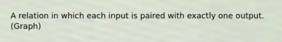 A relation in which each input is paired with exactly one output. (Graph)