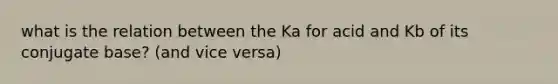 what is the relation between the Ka for acid and Kb of its conjugate base? (and vice versa)