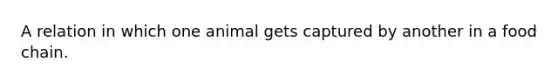A relation in which one animal gets captured by another in a food chain.