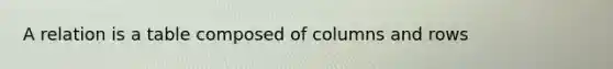 A relation is a table composed of columns and rows