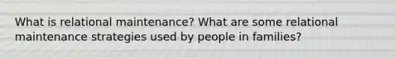 What is relational maintenance? What are some relational maintenance strategies used by people in families?