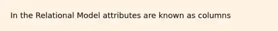 In the Relational Model attributes are known as columns