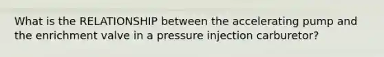 What is the RELATIONSHIP between the accelerating pump and the enrichment valve in a pressure injection carburetor?