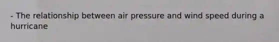 - The relationship between air pressure and wind speed during a hurricane