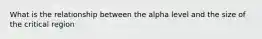 What is the relationship between the alpha level and the size of the critical region