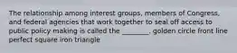 The relationship among interest groups, members of Congress, and federal agencies that work together to seal off access to public policy making is called the ________. golden circle front line perfect square iron triangle