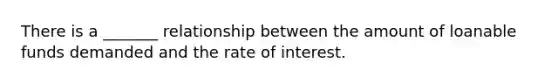 There is a _______ relationship between the amount of loanable funds demanded and the rate of interest.