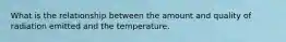 What is the relationship between the amount and quality of radiation emitted and the temperature.