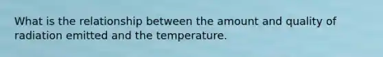 What is the relationship between the amount and quality of radiation emitted and the temperature.