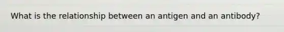 What is the relationship between an antigen and an antibody?