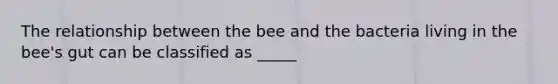 The relationship between the bee and the bacteria living in the bee's gut can be classified as _____