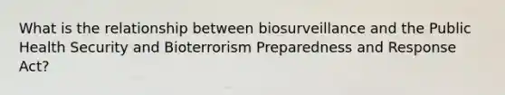 What is the relationship between biosurveillance and the Public Health Security and Bioterrorism Preparedness and Response Act?