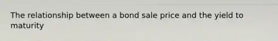 The relationship between a bond sale price and the yield to maturity