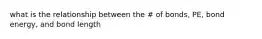 what is the relationship between the # of bonds, PE, bond energy, and bond length