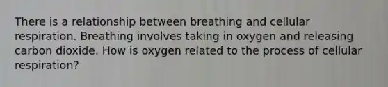 There is a relationship between breathing and cellular respiration. Breathing involves taking in oxygen and releasing carbon dioxide. How is oxygen related to the process of cellular respiration?