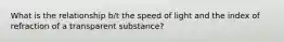 What is the relationship b/t the speed of light and the index of refraction of a transparent substance?