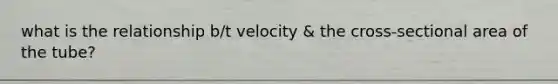 what is the relationship b/t velocity & the cross-sectional area of the tube?