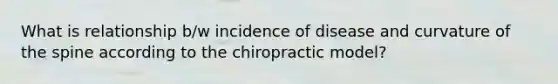 What is relationship b/w incidence of disease and curvature of the spine according to the chiropractic model?