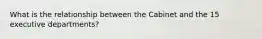 What is the relationship between the Cabinet and the 15 executive departments?