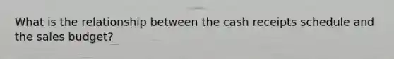 What is the relationship between the cash receipts schedule and the sales budget?
