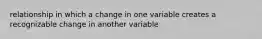 relationship in which a change in one variable creates a recognizable change in another variable