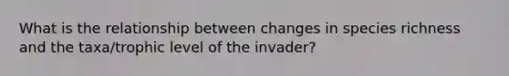 What is the relationship between changes in species richness and the taxa/trophic level of the invader?