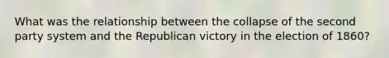 What was the relationship between the collapse of the second party system and the Republican victory in the election of 1860?