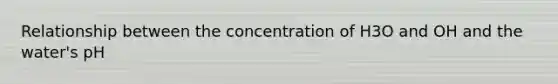 Relationship between the concentration of H3O and OH and the water's pH