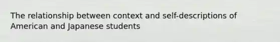 The relationship between context and self-descriptions of American and Japanese students