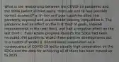 What is the relationship between the COVID-19 pandemic and the SDGs (select all that apply, there are one to four possible correct answers)? a. In rich and poor countries alike, the pandemic exposed and exacerbated existing inequalities b. The pandemic had no effect on the first third of goals, showed improvements in the next third, and had a negative effect on the last third c. Even where progress towards the SDGs had been recorded, the pandemic wiped these positive developments out in a matter of weeks d. International cooperation as a consequence of COVID-19 led to equally high cooperation on the SDGs and the date for achieving all of them has been moved up to 2025