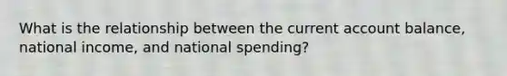 What is the relationship between the current account balance, national income, and national spending?