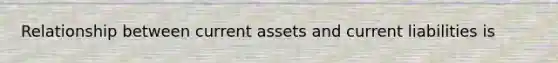 Relationship between current assets and current liabilities is