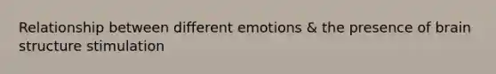 Relationship between different emotions & the presence of brain structure stimulation