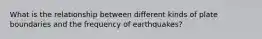 What is the relationship between different kinds of plate boundaries and the frequency of earthquakes?