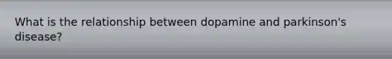 What is the relationship between dopamine and parkinson's disease?