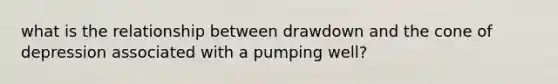 what is the relationship between drawdown and the cone of depression associated with a pumping well?