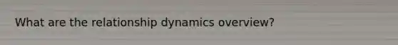 What are the relationship dynamics overview?