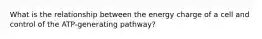 What is the relationship between the energy charge of a cell and control of the ATP-generating pathway?