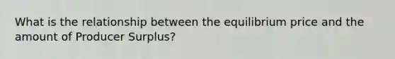 What is the relationship between the equilibrium price and the amount of Producer Surplus?