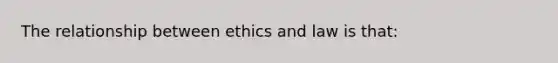 The relationship between ethics and law is that: