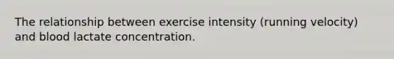 The relationship between exercise intensity (running velocity) and blood lactate concentration.