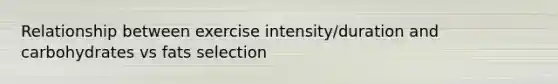 Relationship between exercise intensity/duration and carbohydrates vs fats selection