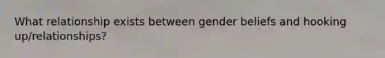 What relationship exists between gender beliefs and hooking up/relationships?