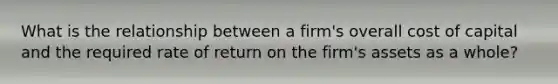What is the relationship between a firm's overall cost of capital and the required rate of return on the firm's assets as a whole?
